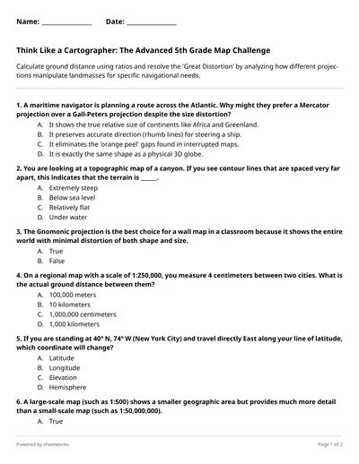 Think Like a Cartographer: The Advanced 5th Grade Map Challenge - Free ...