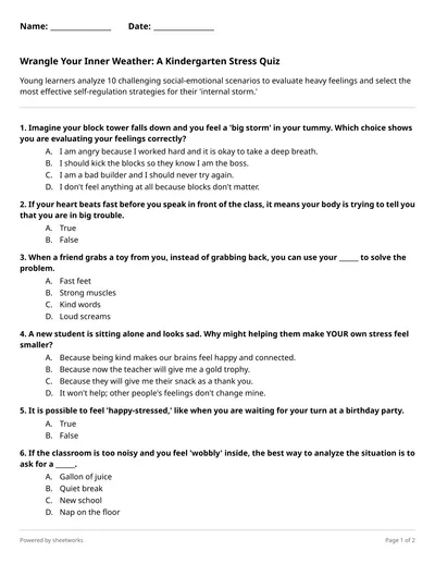 Wrangle Your Inner Weather: A Kindergarten Stress Quiz - Free Hard Quiz ...